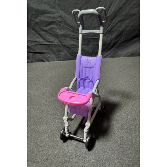 Barbie Skipper Babysitter Doll Purple Stroller Kelly Toddler Baby Carriage EUC - Picture 1 of 6